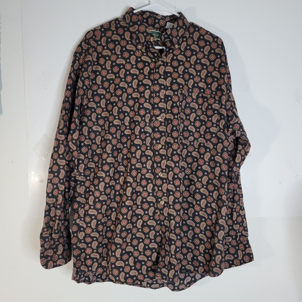 Mens Palladium 100% Cotton Long Sleeve USA Made Button front Shirt Size Large